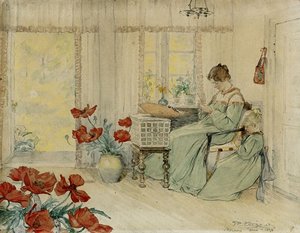 Marie and Vibeke Embroidering at Home in Skagen Plantation by Peder Severin Krøyer
